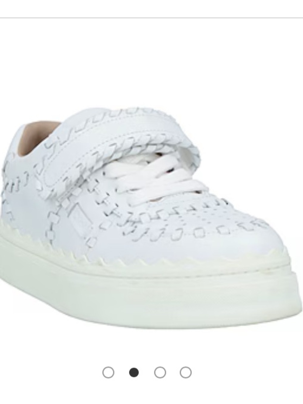 CHLOE LAUREN White Leather Whipstitch Trim Sneakers SIZE 10 EU 41W - Picture 3 of 5